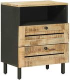 vidaXL Nachtkastje Bruin en zwart 50 x 33 x 60 cm Massief Mango Hout