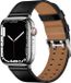 By Qubix Leren band met twin gesp Zwart met zilveren gesp Geschikt voor Apple Watch 44mm / 45mm / 46mm / 49mm