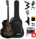 Donner Akoestische Gitaar 4/4 Jumbo Folk Gitaar Set Volwassenen Beginner met Pickup Tas Tuner Riem Snaren Capo (zwart)