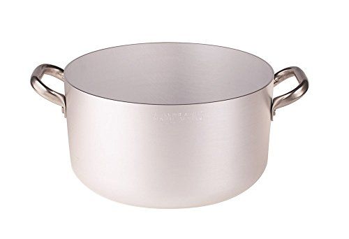 Pentole Agnelli Casserole Hoog in Aluminium, 2 RVS Handgrepen, Zilver