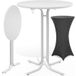 Table haute blanche 110x80cm + housse de table haute grise Ø80cm