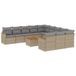 vidaXL 11-delige Tuinset met Kussens Poly Rattan Beige