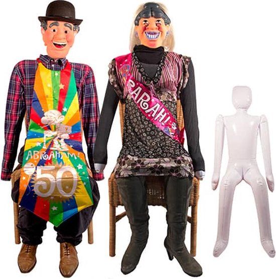 Folat Opblaaspop Abraham of Sarah 50 Jaar - Carnaval - Wit