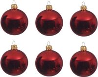Decoris Boules de Noël set - 6x pièces - rouge - verre - 6 cm - brillant