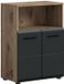 Hioshop Ice badkamerkast 2 deuren, 1 plank zwart mat, eiken decor