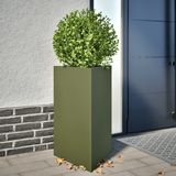 vidaXL Plantenbakken 2 stuks Driehoek Staal Olijfgroen 50x43x75 cm