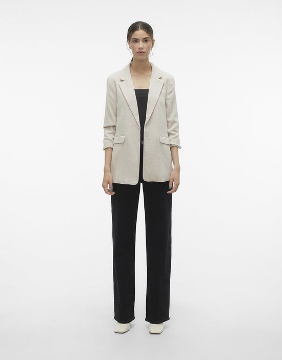 Vero Moda Vmfrida Ls Regular Blazer Noos - Oatmeal/melange - Women's Size 40