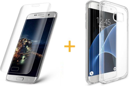 iCall Samsung Galaxy S7 - Siliconen Transparant TPU Gel Case Cover + Tempered Glass Screenprotector 3D 9H