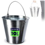 KADAX Emmer, Zware Zink Emmer met Ergonomisch Handvat, Asemmer met Versterkte Bodem, Kolenemmer met Solide Wanden, Blik Emmer voor Rotsen, Bloemen, As, Bulk (10L)