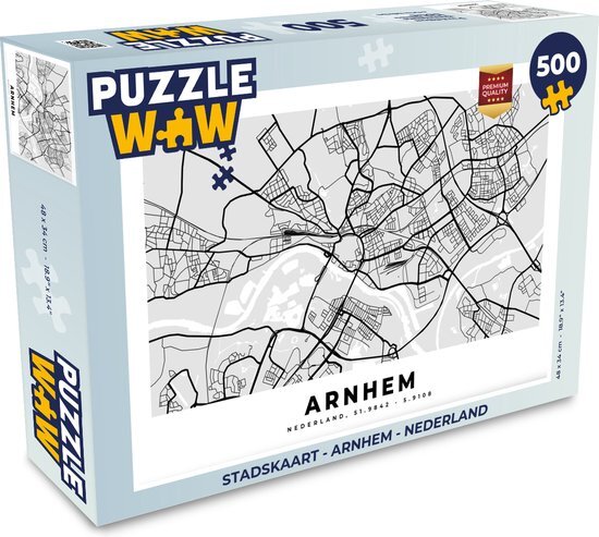 MuchoWow Puzzel Stadskaart - Arnhem - Nederland - Legpuzzel - Puzzel 500 stukjes - Plattegrond