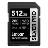 Lexar Silver Pro SD-kaart 512 GB, UHS-II-geheugenkaart, V60, U3, C10, SDXC-kaart, tot 280 MB/s lezen, voor professionele fotograaf, videograaf, liefhebber (LSDSIPR512G-BNNAA)
