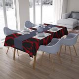 Bonamaison Tafelkleed, Anti-Mold, Sneldrogend, Waterdicht, 100% Polyester Tafellaken, rood Zwart, 140 x 200 Cm