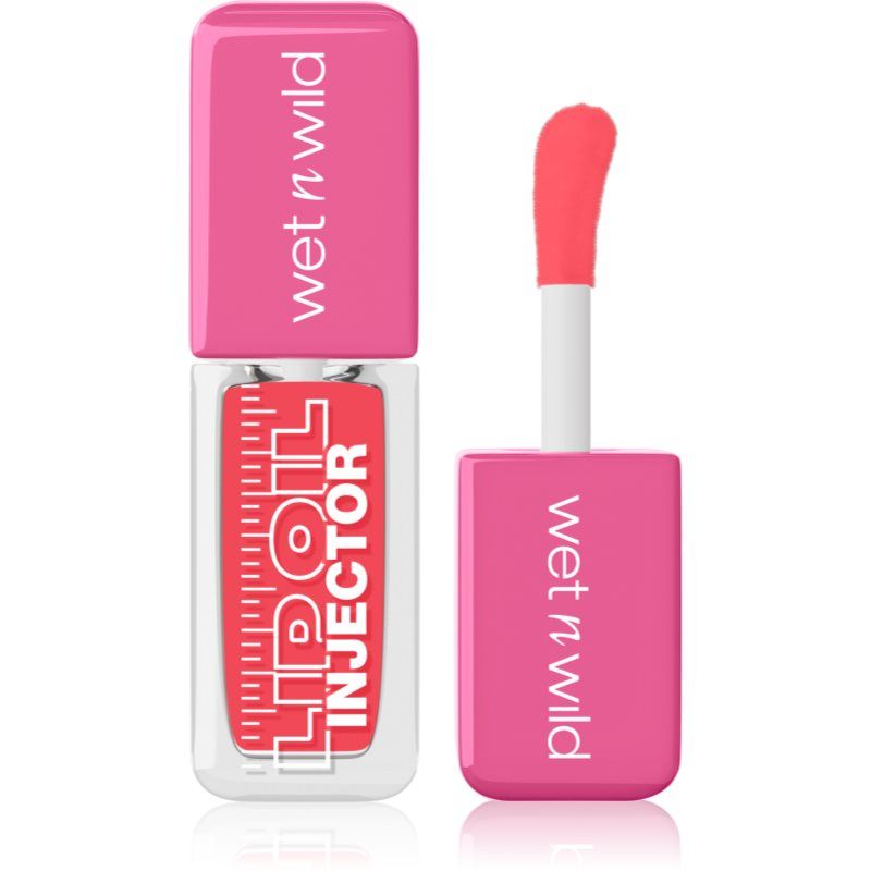 Wet N Wild, Plumping Lip Oil Injector, Hoogglanzende Afwerking, Met Gemberolie en Capsicum Extract Voor Volumineuzere Lippen, Lichte, Niet-Plakkerige Formule, Just a Hint