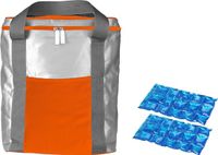 Merkloos Koeltas oranje/zilver met 2 stuks flexibele koelelementen 15 liter