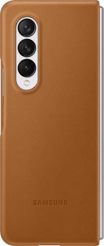 Samsung Lederen Hoesje - Camel - Samsung Galaxy Z Fold3 5G