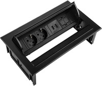 Ergopro Desk In - 2x power, 2x USB-A & keystone zwart