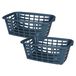5Five Panier à linge en plastique - 2x - bleu - 40 litres - 66 x 45 x 24 cm - paniers pour linge
