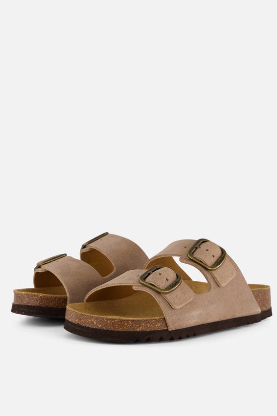 Scholl Sandalen Josephine 2 Riemen Suede Vrouwen - Donkerbeige