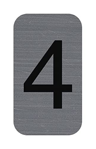 Exacompta 67184E - Kleefplaat met cijfer 4 - Geborsteld aluminium look - 2,5 x 4,4 cm