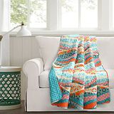 Lush Decor Hailey aquarel golf omkeerbare katoenen deken, 152,4 cm x 127 cm, turquoise