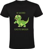 Sol's Ik word grote Broer Kinder T-shirt Dino Zwart Maat 140 Unisex
