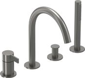 IVY Pact Badrandcombinatie 4-Gats Mengkraan met Draaibare Uitloop en Uittrekbare Handdouche - Geborsteld Metal Black PVD