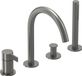 IVY Pact Badrandcombinatie 4-Gats Mengkraan met Draaibare Uitloop en Uittrekbare Handdouche - Geborsteld Metal Black PVD