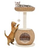 Yaheetech Krabpaal ratten klimboom kattenkrabpaal met kattenhol pluche bal kattenmand sisal kattenmeubel 75 cm beige