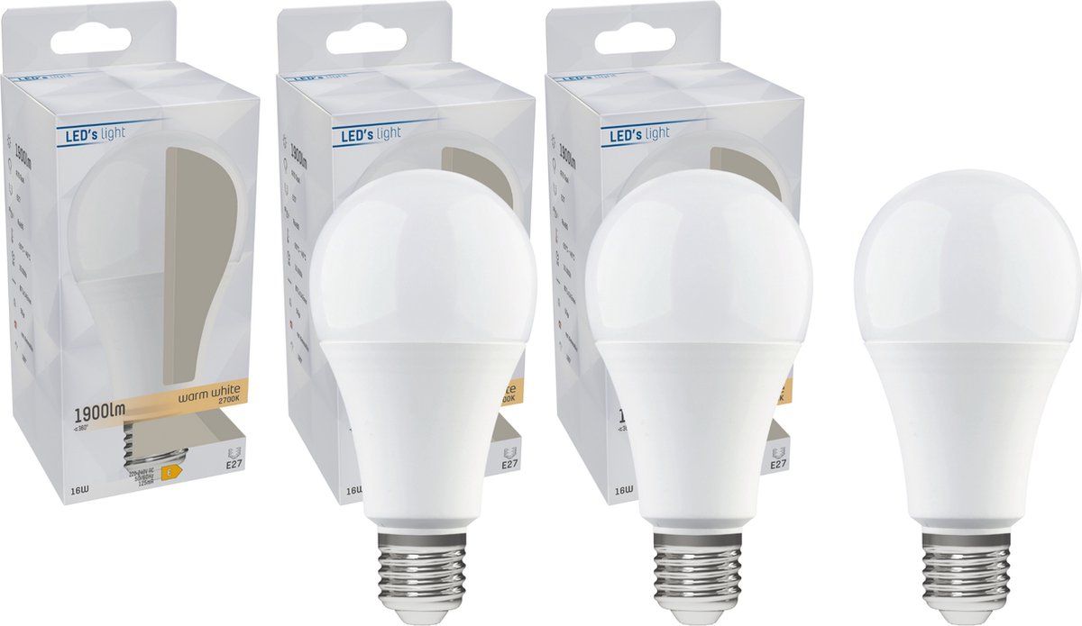 Proventa ProLong LED Lamp E27 - 16W (120W) - Warm Wit - A60 Mat - 3 stuks
