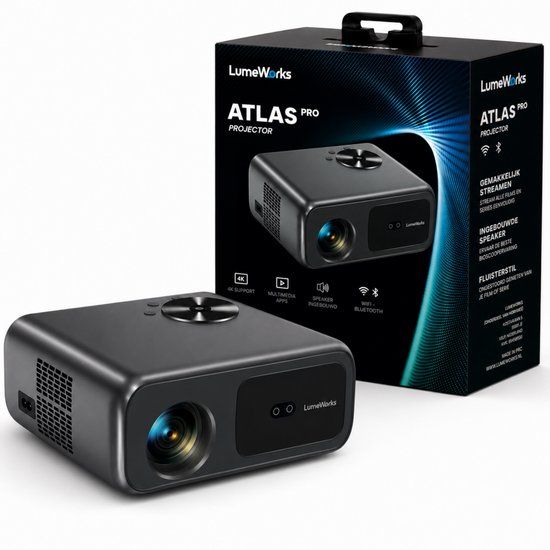 LumeWorks Atlas Beamer - Full HD 1080p met Auto Focus, Ingebouwde Apps, WiFi, Bluetooth en 250 inch Projectie
