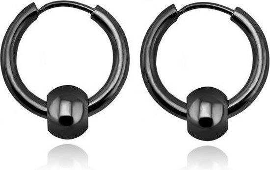 LGT JWLS Lookinggoodtoday Stalen oorringen Flexible Bead Black-16mm