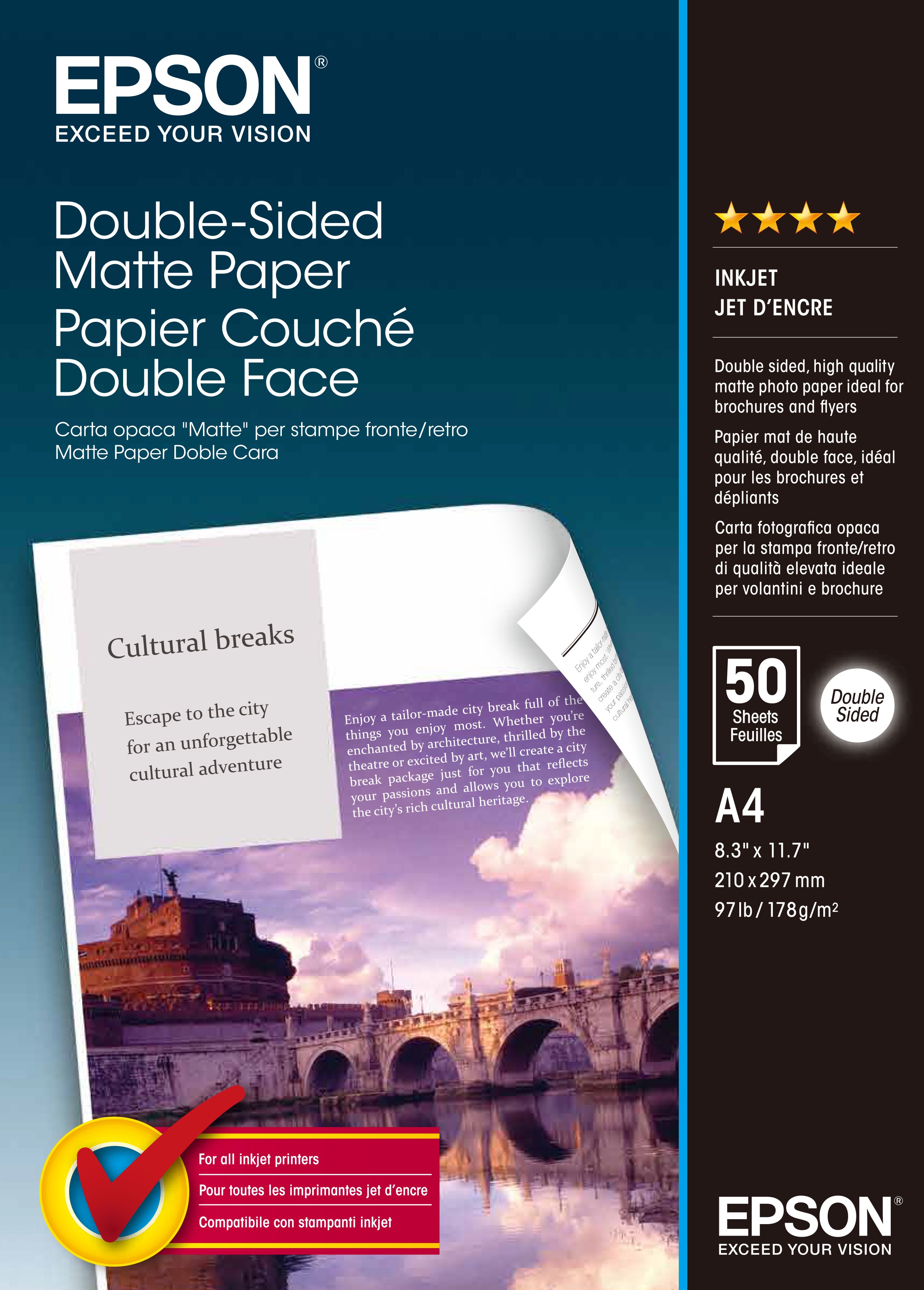 Epson Double-Sided Matte Paper - A4 - 50 Sheets - 178 g/m² - White