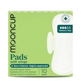 Mooncup® maandverband voor gemiddelde/dagelijke menstruatie met vleugels, ultrazacht biologisch katoen, 10 maandverbanden
