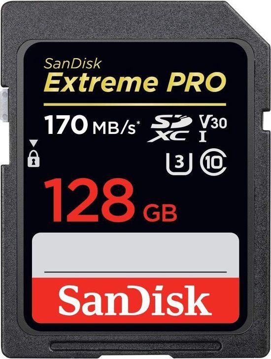 SanDisk Extreme PRO SDXC - 128GB - UHS-I - Class 10 - V30 - 170MB/s