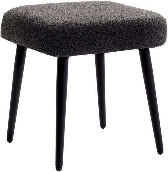 HOMCOM Voetenbank Polyester, Staal - 42L x 42B x 47H cm - Donkergrijs