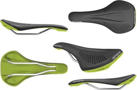 Spank Oozy 220 Zadel Heren - black/green - Breedte 142mm