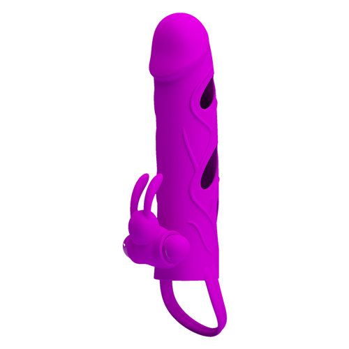 Pretty Love Penissleeve met Clitorisstimulator - paars - siliconen