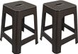Hega Hogar krukje - 2x - Rotan line - donkerbruin - plastique - 37x37x45 cm - empilable