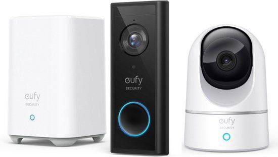 Eufy by Anker 2K Video Doorbell + 2K Security Camera Bundle - Pan & Tilt - Indoor & Outdoor - With Homebase