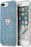 GUESS iPhone 8 Plus/7 Plus - Back Cover - Siliconen - Blauw - Blue Denim Triangle Logo