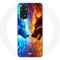Maniacase Hoesje voor Xiaomi Redmi Note 11 4G Vuur en ijs Wolf