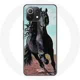 Maniacase Hoesje voor Xiaomi Mi 11 Lite Het zwarte paard van het Friese ras