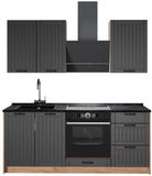Vicco Eenpersoonskeuken Fame-Line, Donkergrijs/Goudkleurig Eiken, 190 cm, WB Antraciet