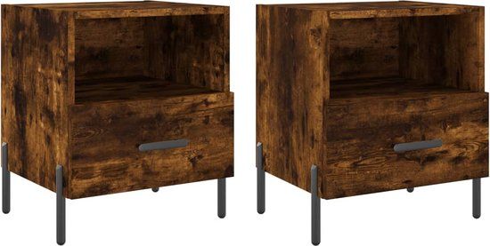 vidaXL Nachtkastjes 2 stuks bewerkt hout gerookt eikenkleur