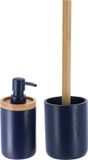 Tendance Badkamer accessoires set 2-delig - Polyresin/bamboe - blauw - robuust - matte coating