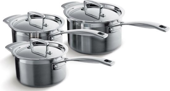 Le Creuset Magnetik steelpannenset rvs mat 3-delig