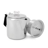 GSI Outdoors Percolator koffiepot, gletsjer, roestvrij staal met siliconen handvat voor kamperen en backpacken, voor individuen en groepen, fornuisbestendig