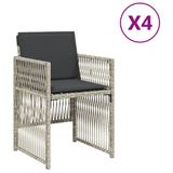 VidaXL Tuinstoelen 4 st met kussens poly rattan lichtgrijs