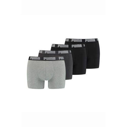 PUMA boxershort (set van 4) - zwart, grijs