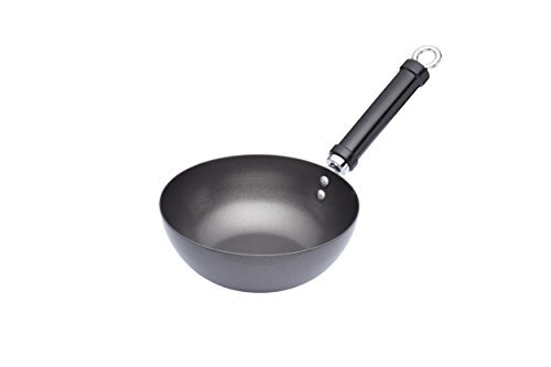 WORLD OF FLAVORS KitchenCraft World of Flavours Kleine Wok, Geschikt voor Inductie, Koolstofstaal met Anti-Aanbaklaag, 20 Centimeter